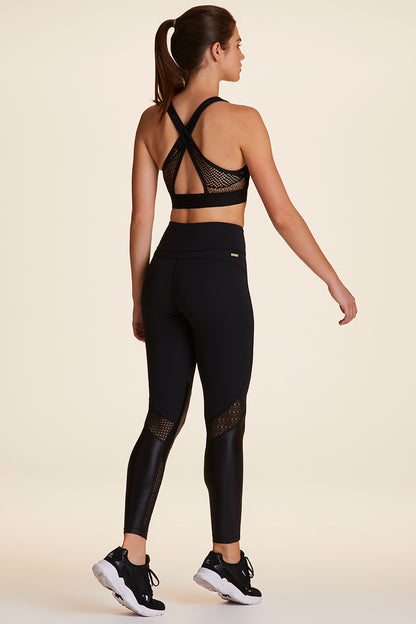 Back view of Alala Luxury Women's Athleisure collage tight in black