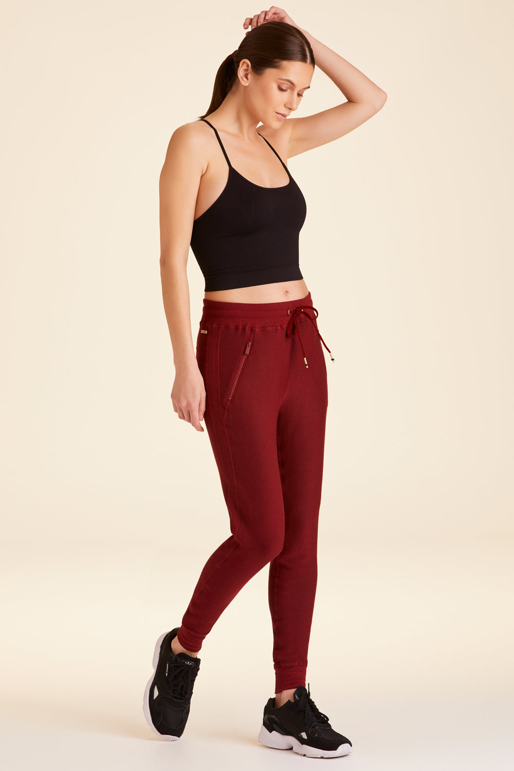 Rise Jogger - Red Knit High Rise Joggers, Womens Joggers