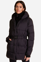 Black Mid-Length Belted Jacket - Verbier Puffer Coat | Alala