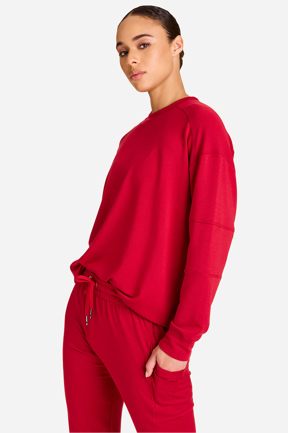 Alala women's Blocked Crewneck sweatshirt in ruby