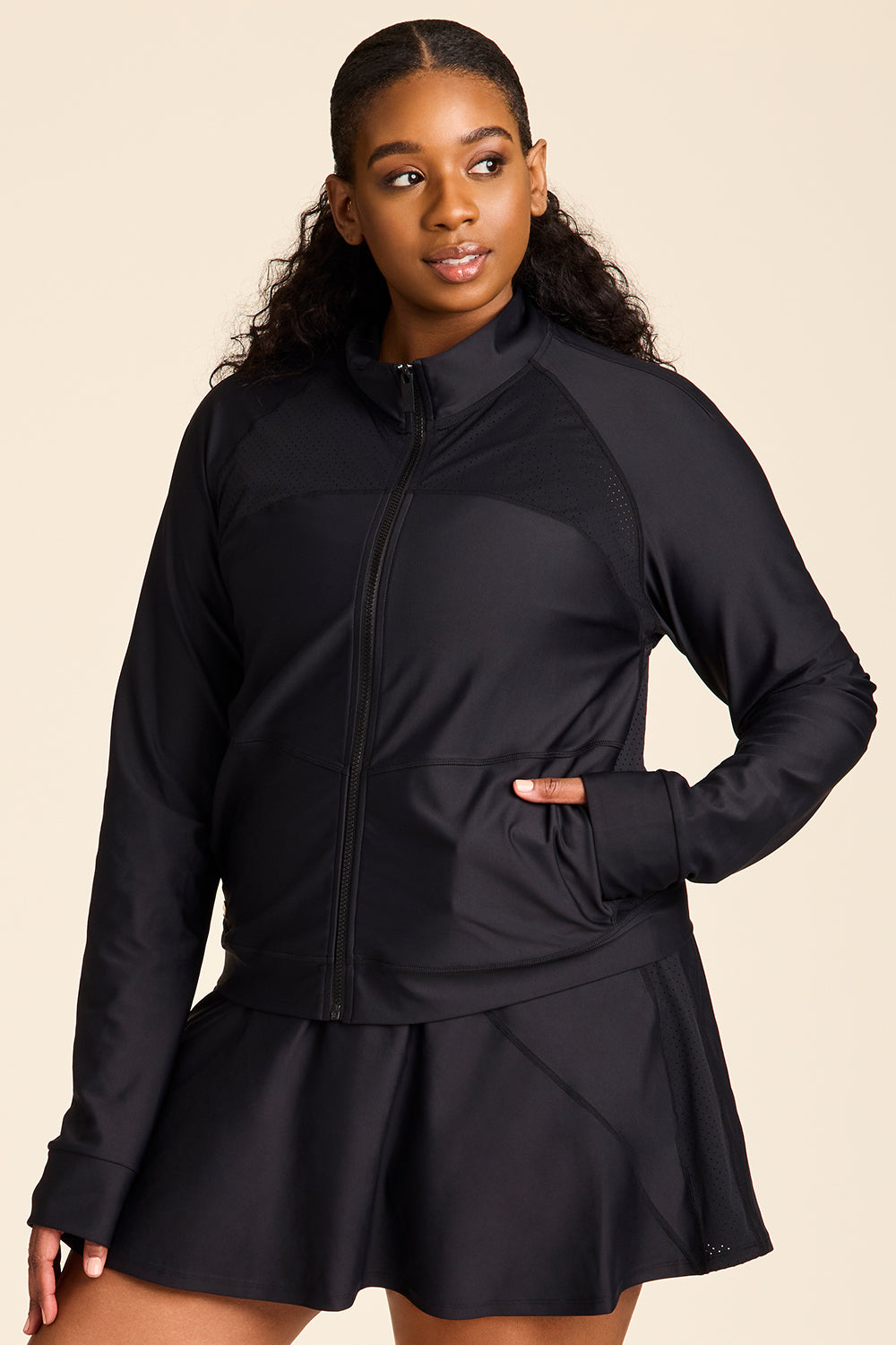 Ace Jacket - Black Tennis Jacket, Athletic Jacket Womens