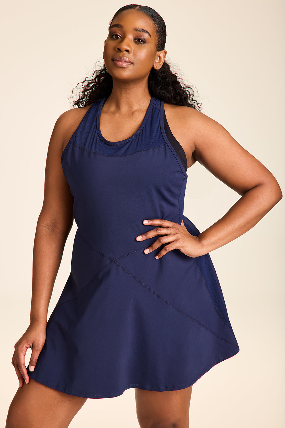 Serena Dress - Navy Blue Tennis Dress, Workout Dress