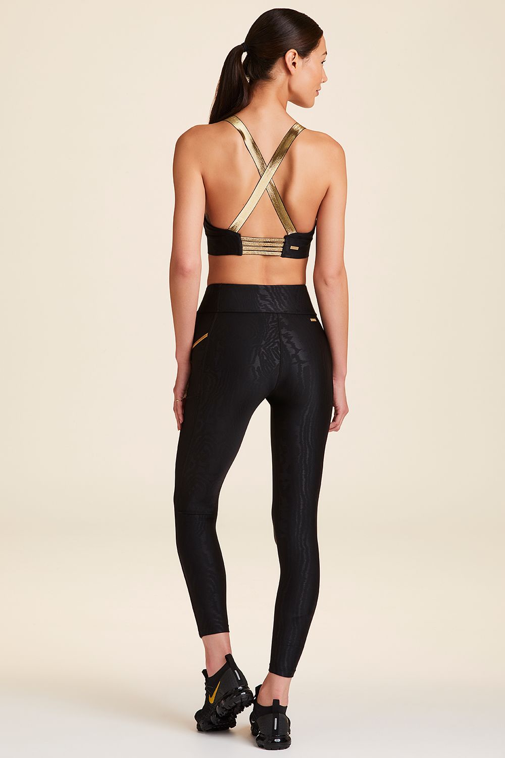 Black and sales gold sports bra